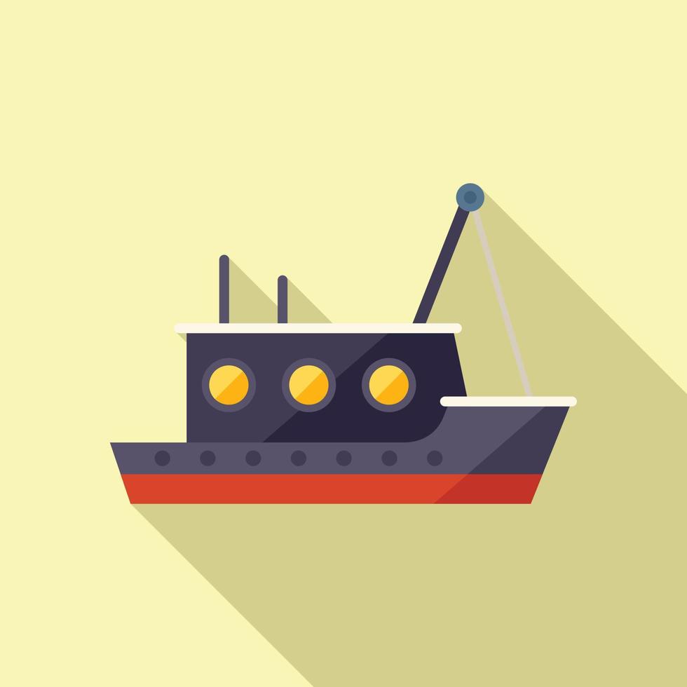 vector plano de icono de barco de peces de río. buque marino