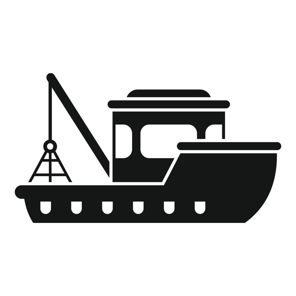 vector simple del icono del barco de pescado del puerto. barco de pesca