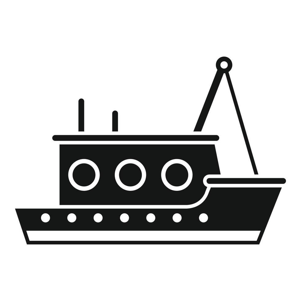 vector simple de icono de barco de peces de río. buque marino