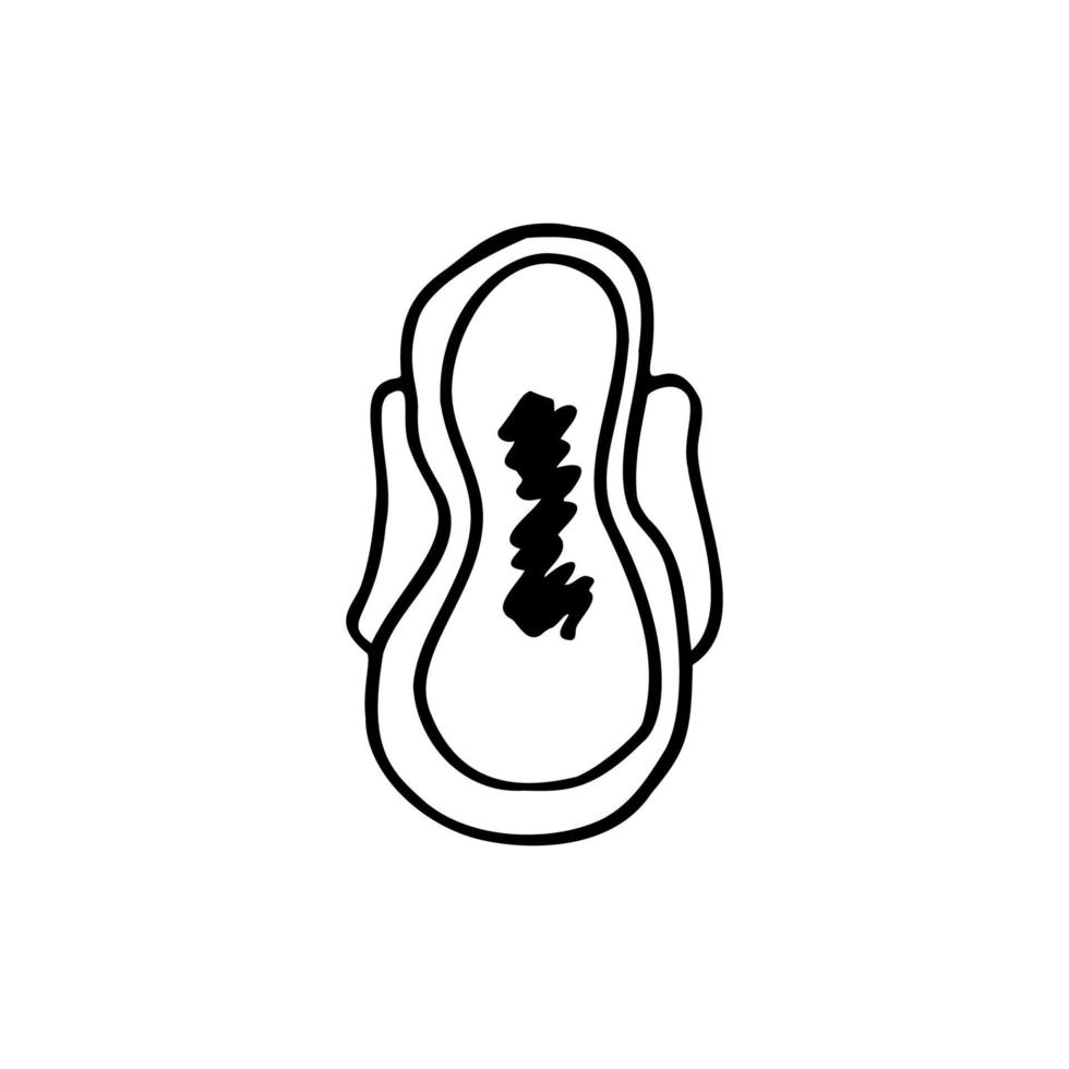 pad with vaginal discharge in doodle style hand drawn vector drawing