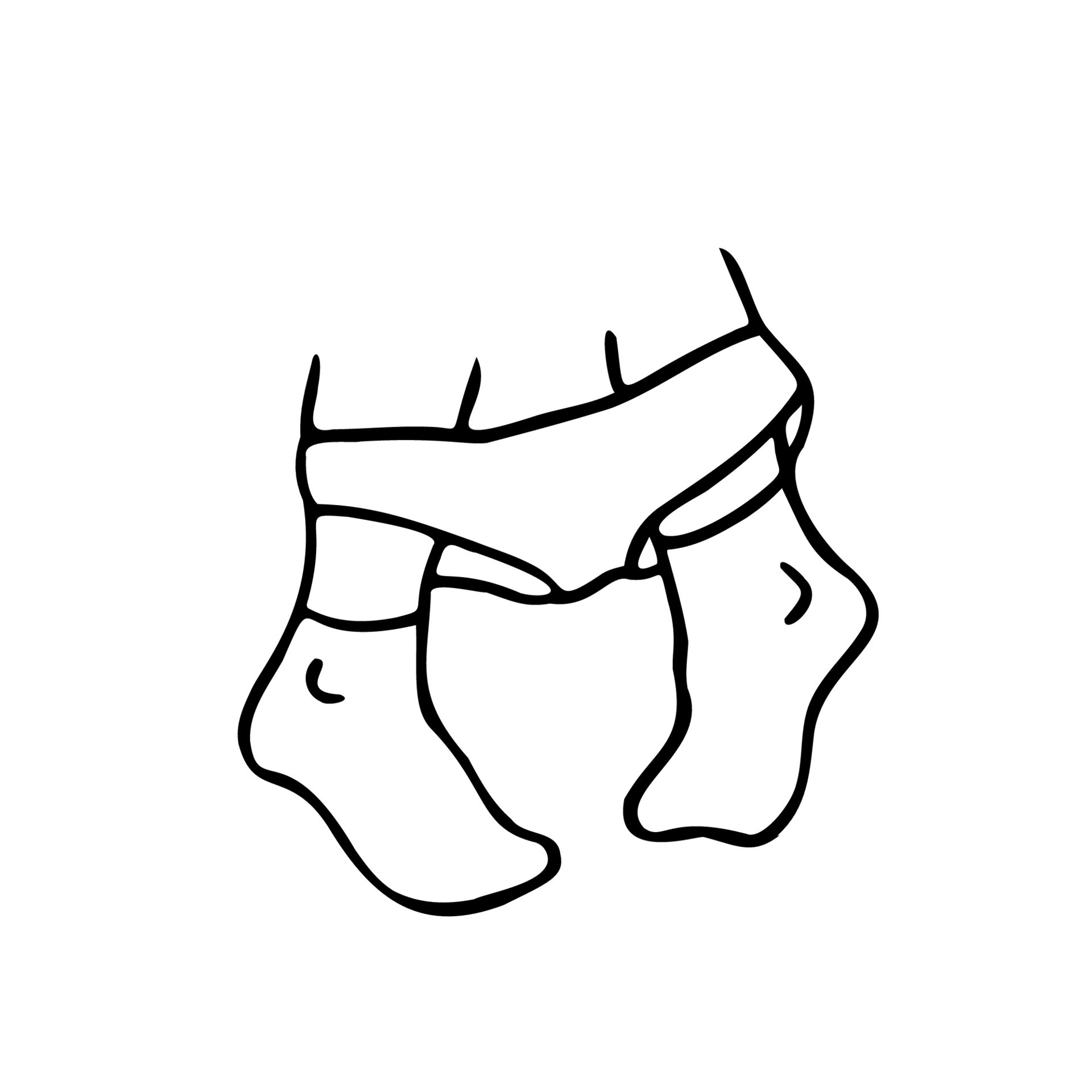 legs in socks with panties down in doodle style - hand drawn