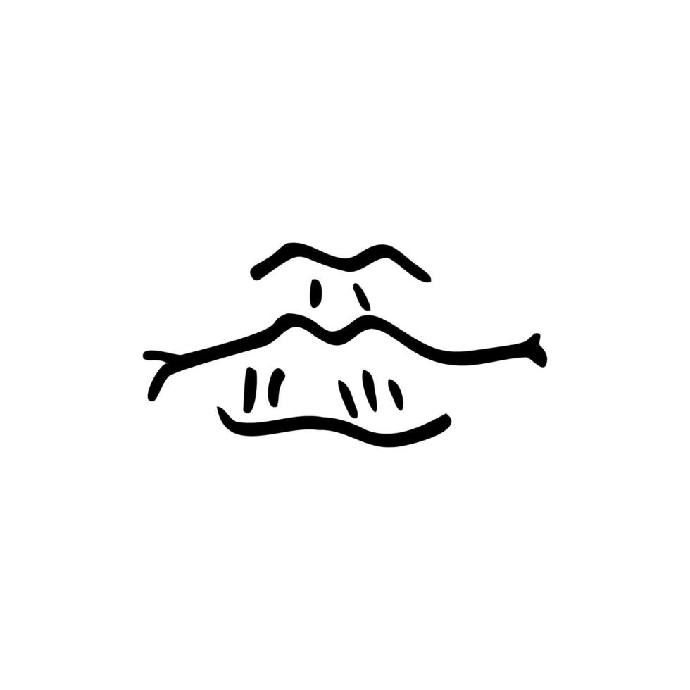 human lips in doodle style - hand drawn vector drawing