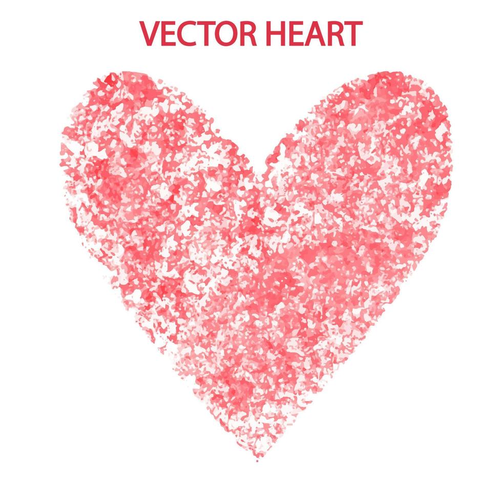 Big red heart with a dense track texture of sponge. Hand-drawn textured grunge illustration on the theme of love isolated on white. Raster stock illustration for Valentine's Day for greeting card, ban vector