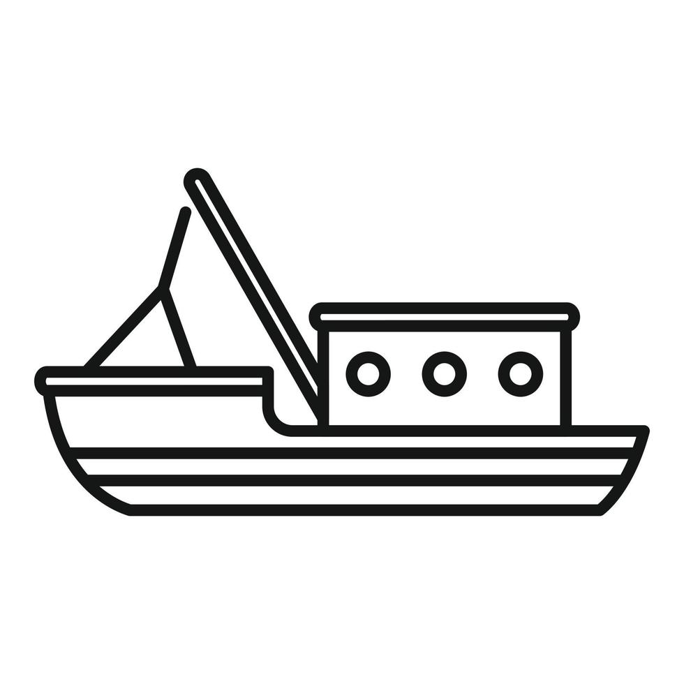 vector de contorno de icono de buque de pescado. barco de pesca