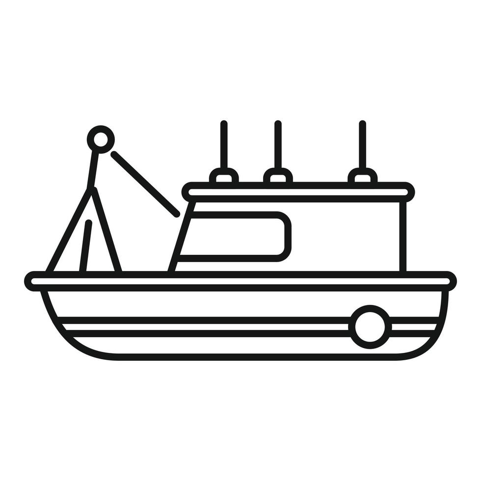 vector de contorno de icono de barco de pesca antiguo. barco de mar