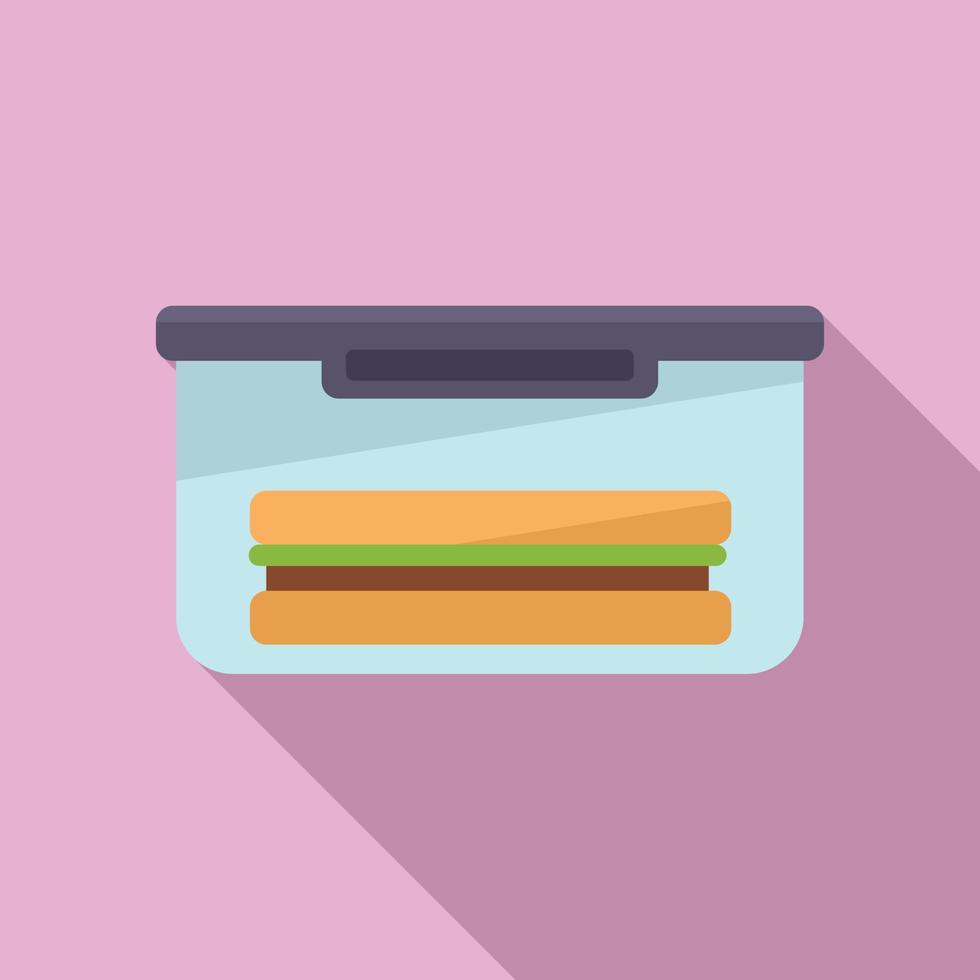 Sandwich lunch box icon flat vector. Dinner food vector