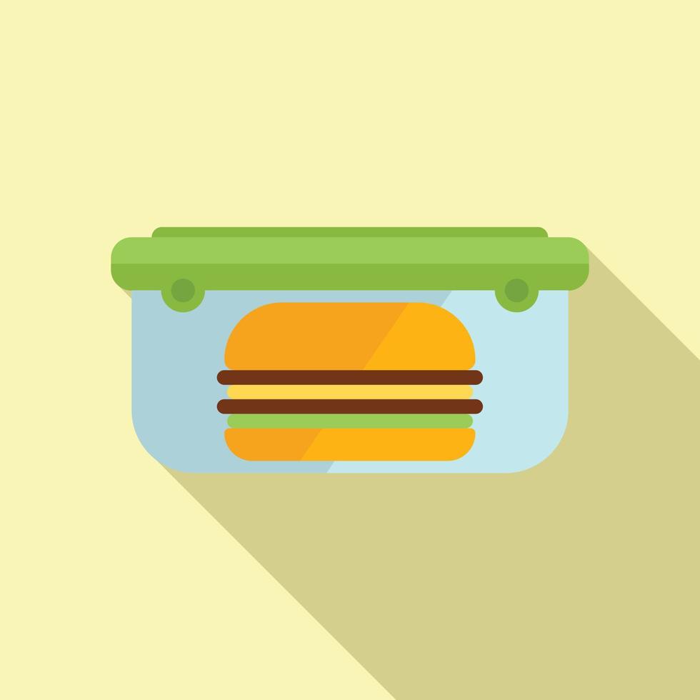 Plastic lunch box icon flat vector. Healthy meal vector
