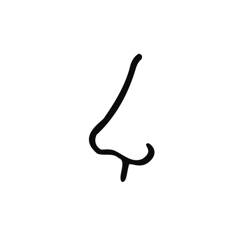 Nariz humana recta de perfil en estilo garabato - dibujo vectorial dibujado a mano vector