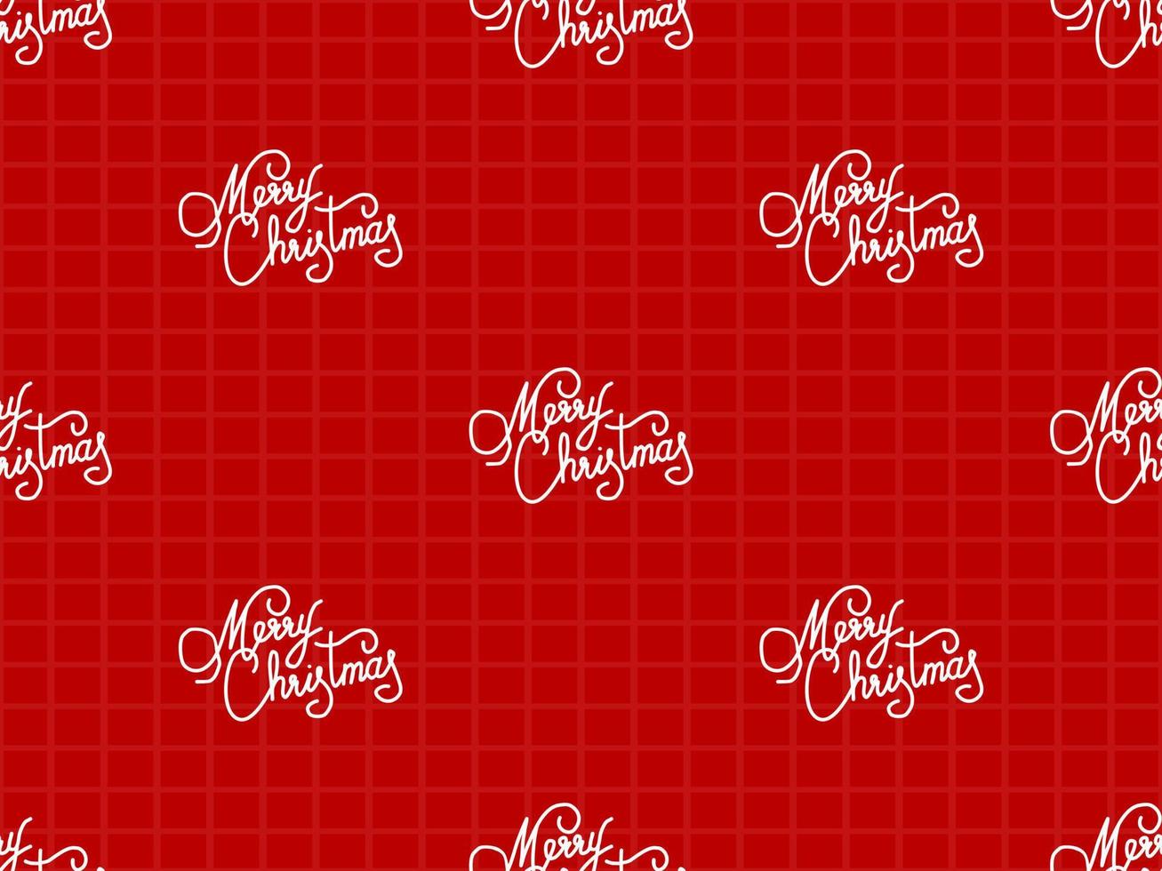 Merry Christmas cartoon character seamless pattern on red background vector
