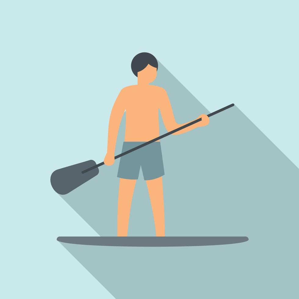 Sup surfer icon flat vector. Paddle board vector