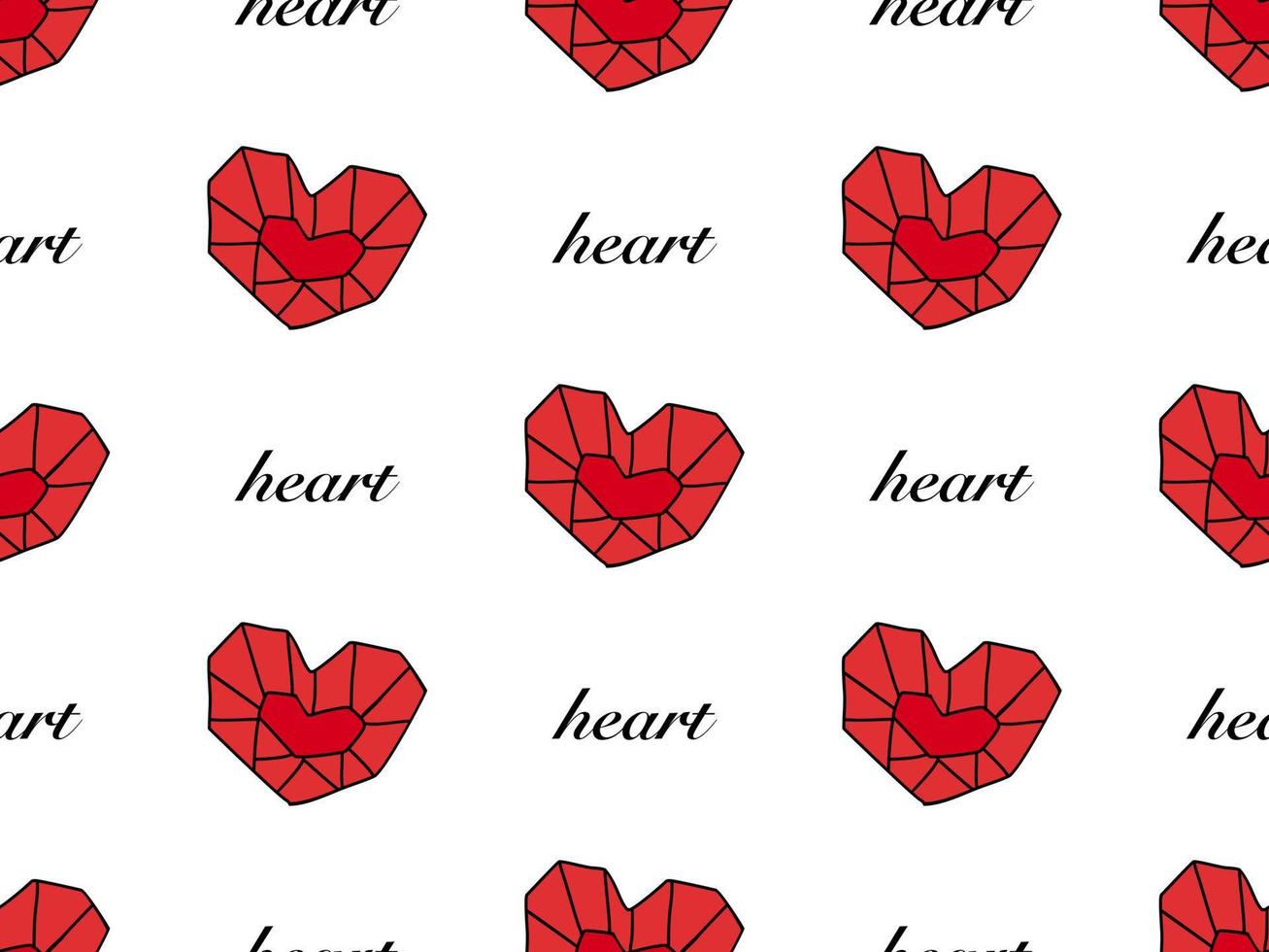 Heart cartoon character seamless pattern on white background vector