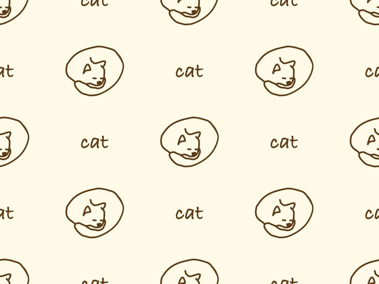 Cat cartoon character seamless pattern on yellow background vector