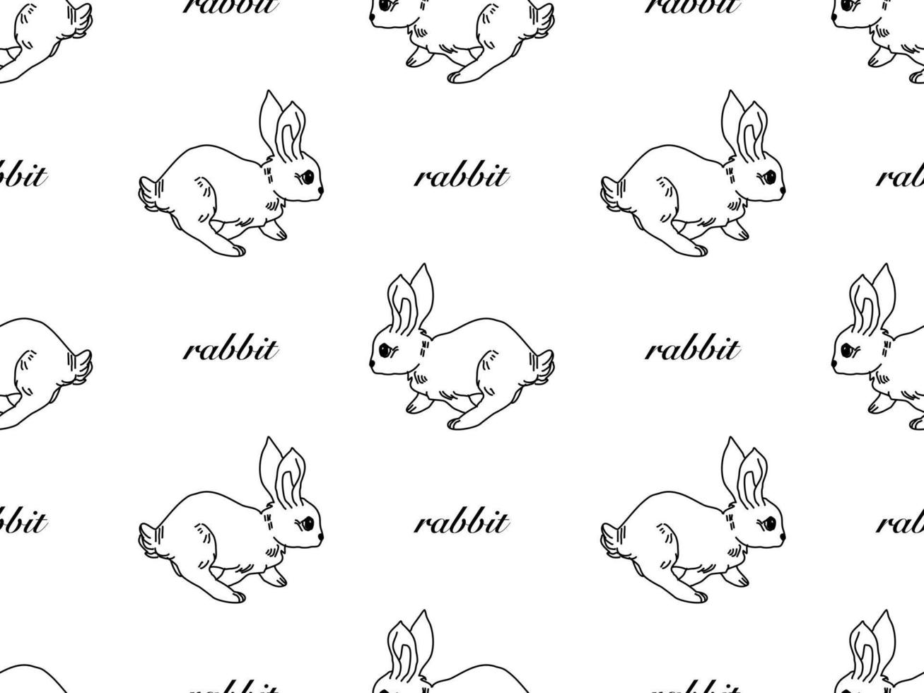 Rabbit cartoon character seamless pattern on white background vector