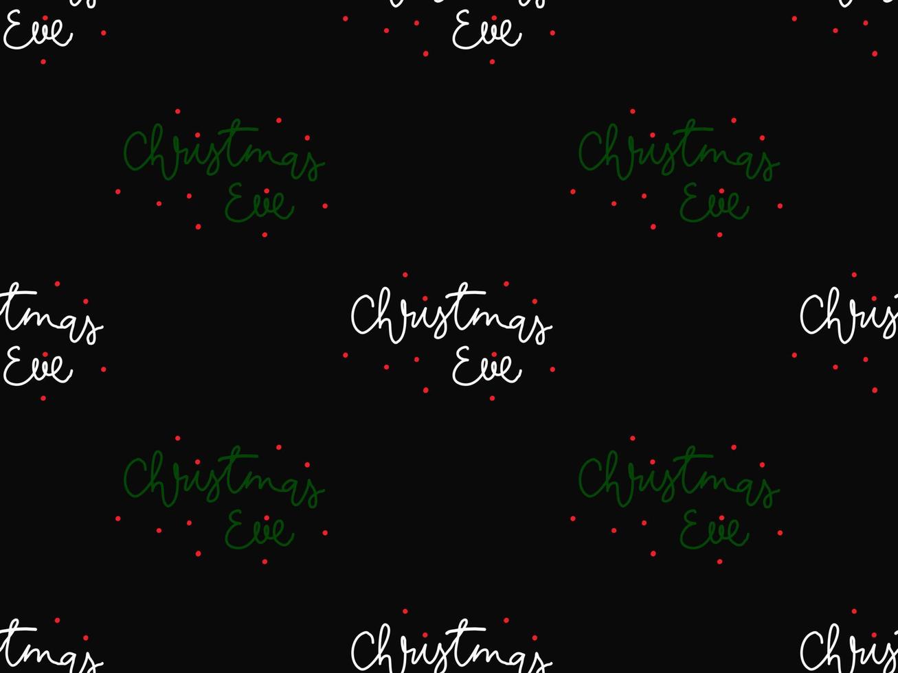 Christmas Eve cartoon character seamless pattern on black background vector