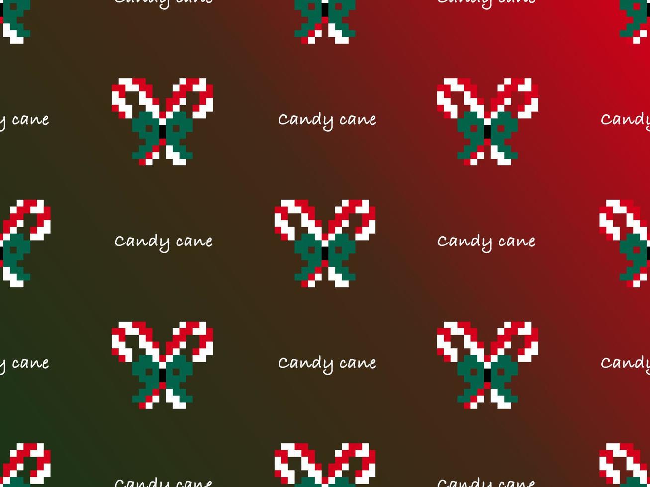 Candy Cane cartoon character seamless pattern on red background vector