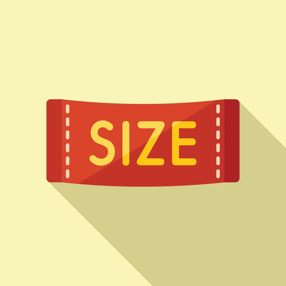 Red size label icon flat vector. Cloth tag vector