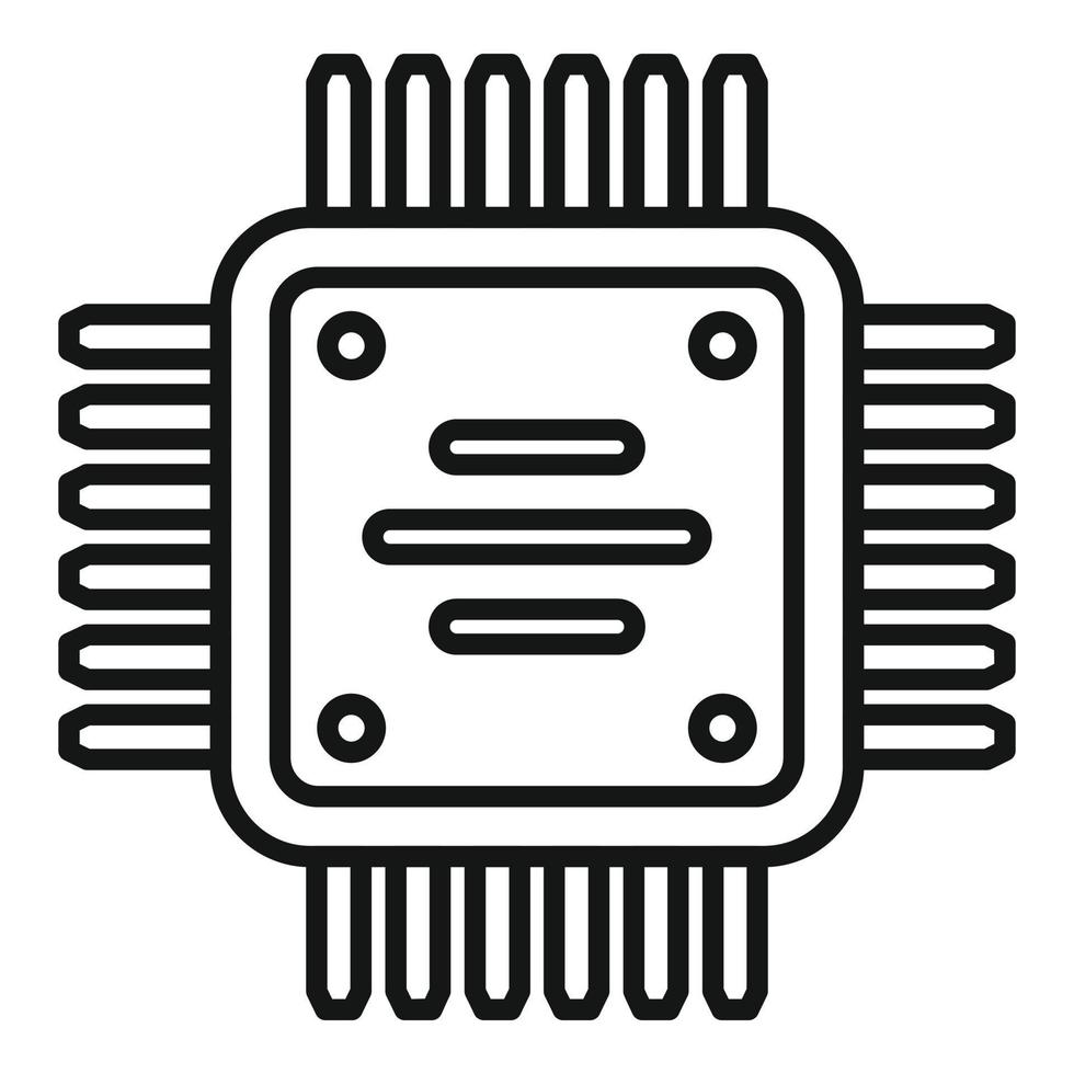 Computer cpu icon outline vector. Circuit chip vector