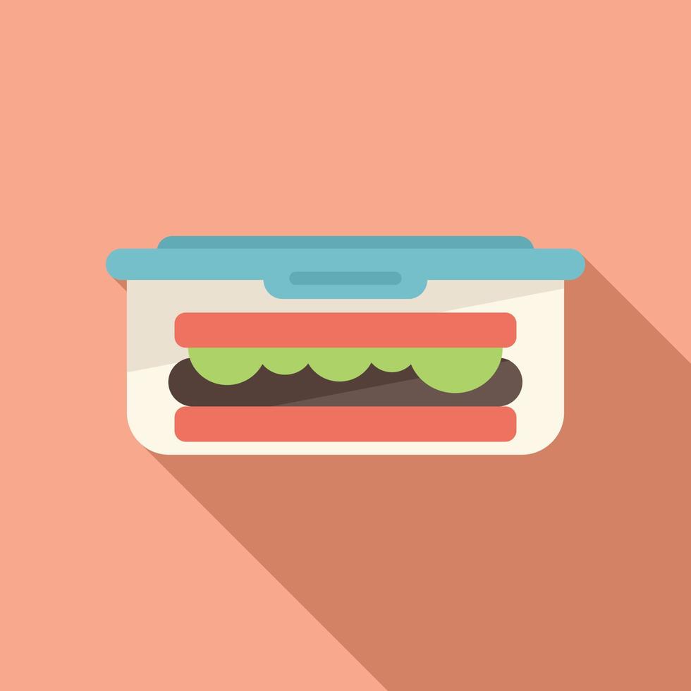 Lunch box icon flat vector. Healthy meal vector
