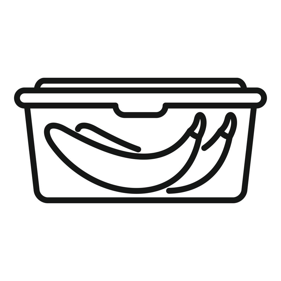 vector de contorno de icono de caja de almuerzo de plátano. cena comida