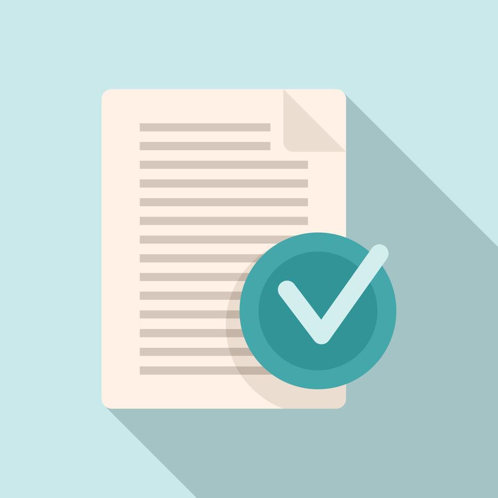 Approved document icon flat vector. Online form vector