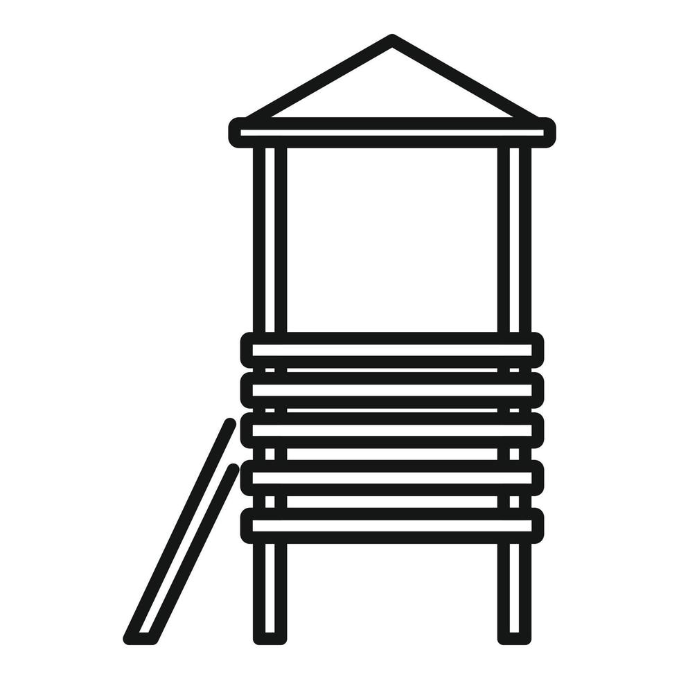 vector de contorno de icono de torre de salvador de playa. salvavidas de seguridad