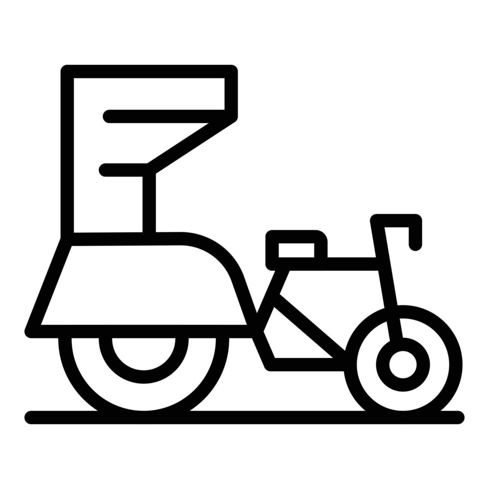 vector de contorno de icono trishaw de myanmar. vieja bicicleta