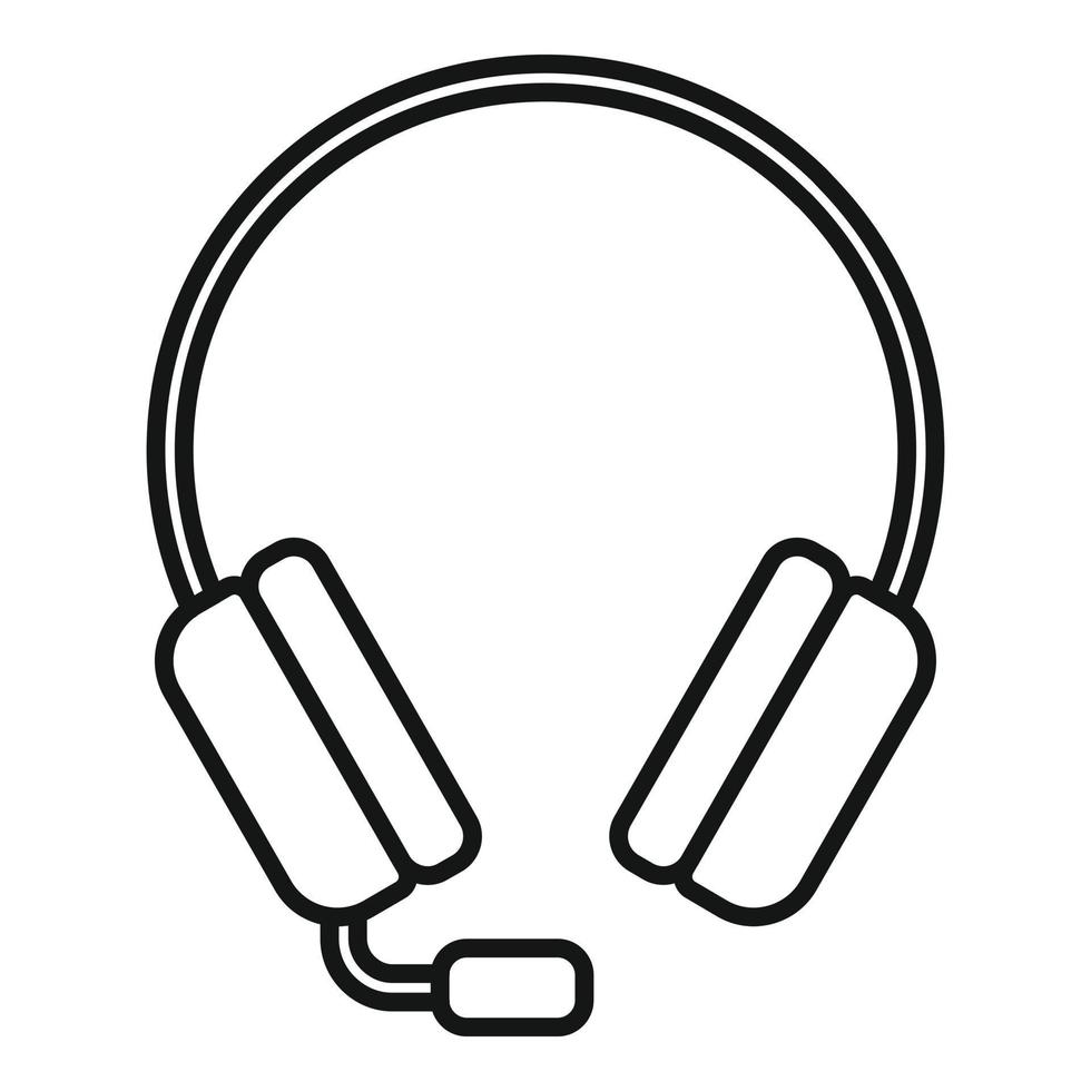 vector de contorno de icono de auriculares de juego. micrófono de auriculares