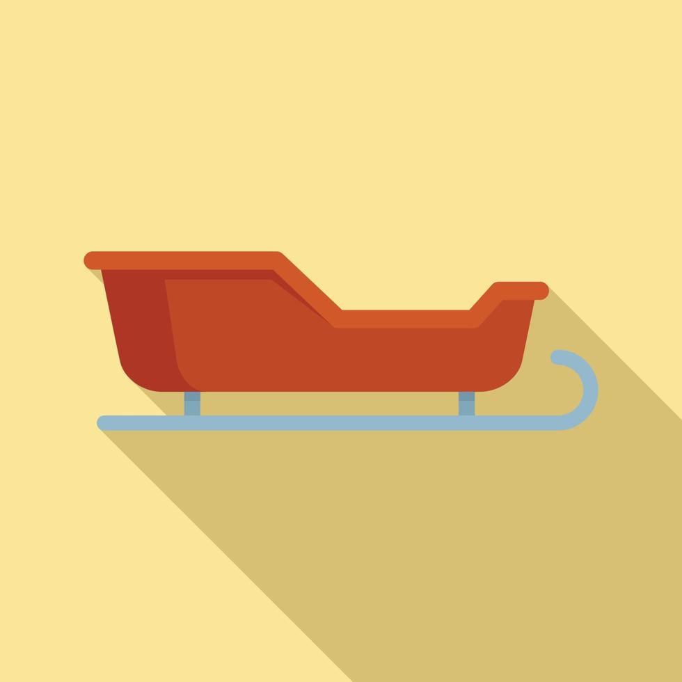 Xmas sleigh icon flat vector. Santa sled vector