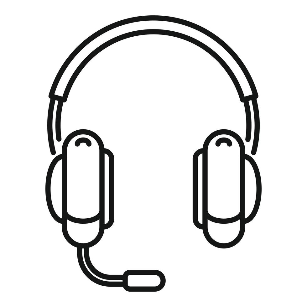 vector de contorno de icono de auriculares dj. auricular del cliente