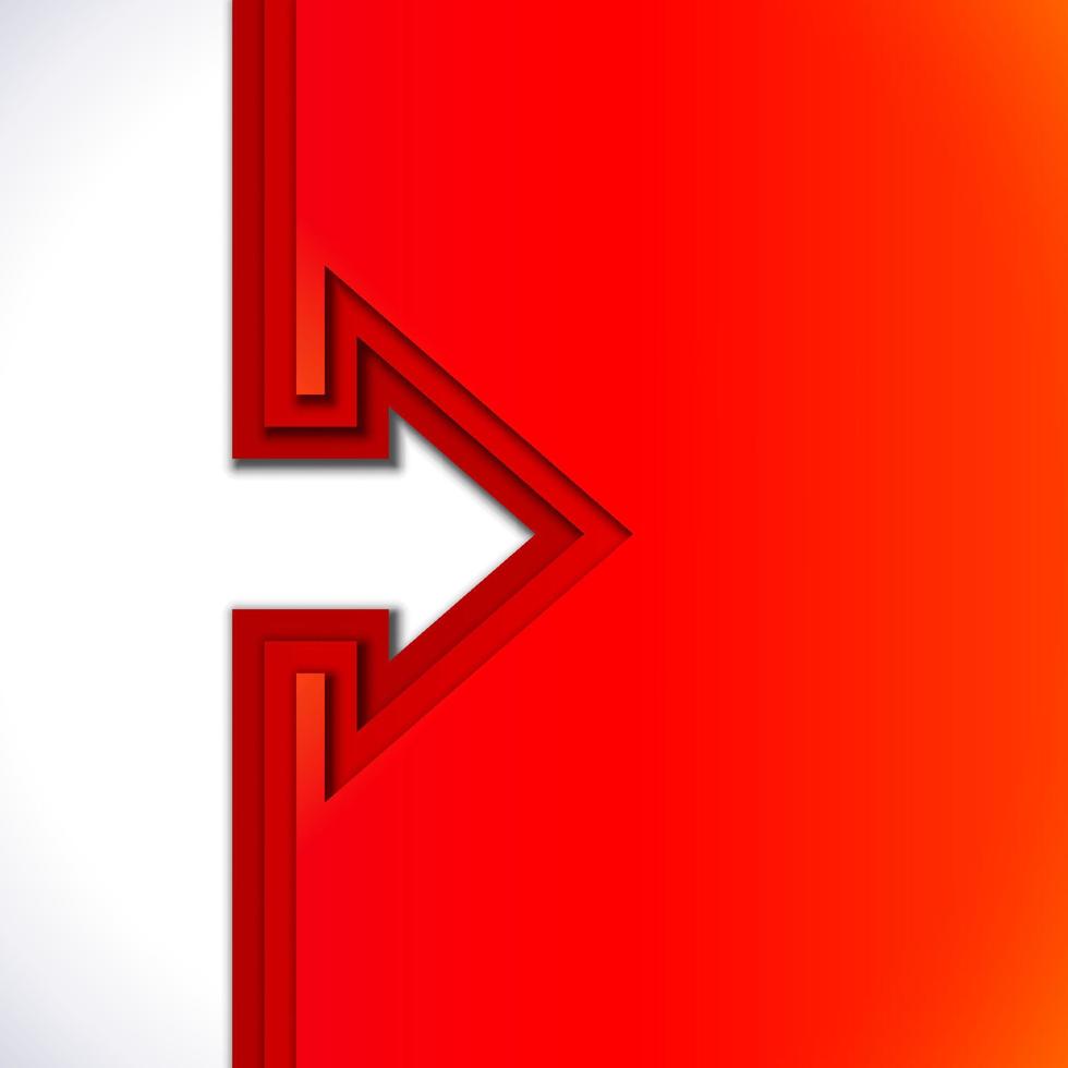 flecha colorida con capas de papel cortado en rojo y sombras vector