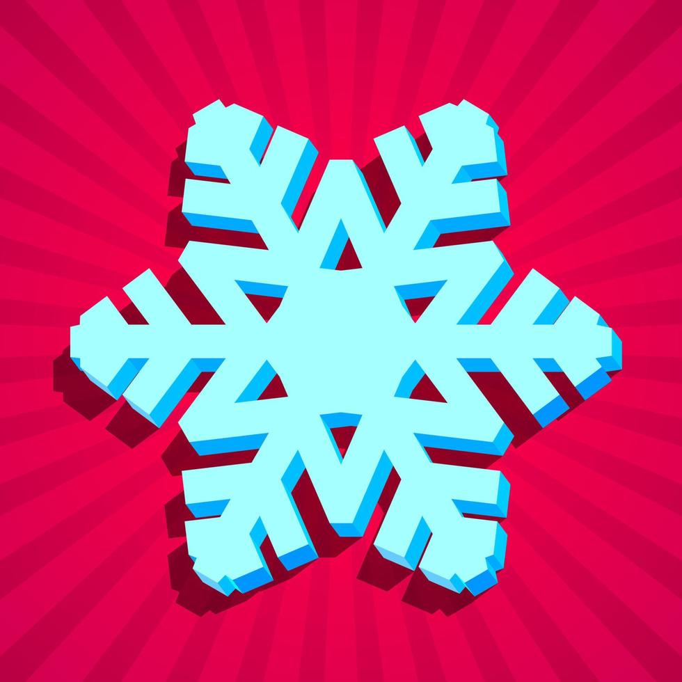 Card with 3D christmas snowflake with shadow vector