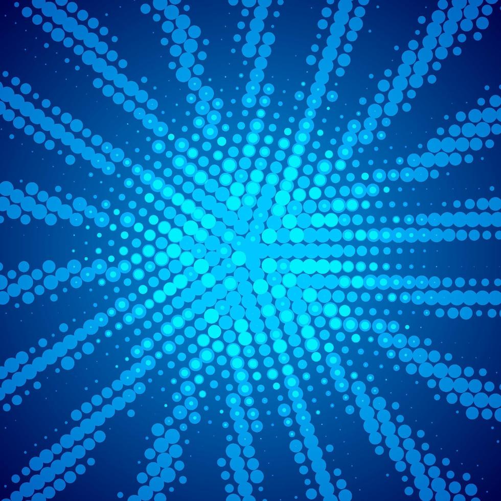 Modern futuristic card with halftone sun rays vector