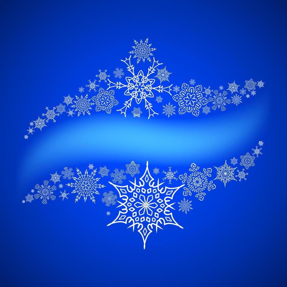 Christmas frame with drawn snowflakes lines around blank space vector