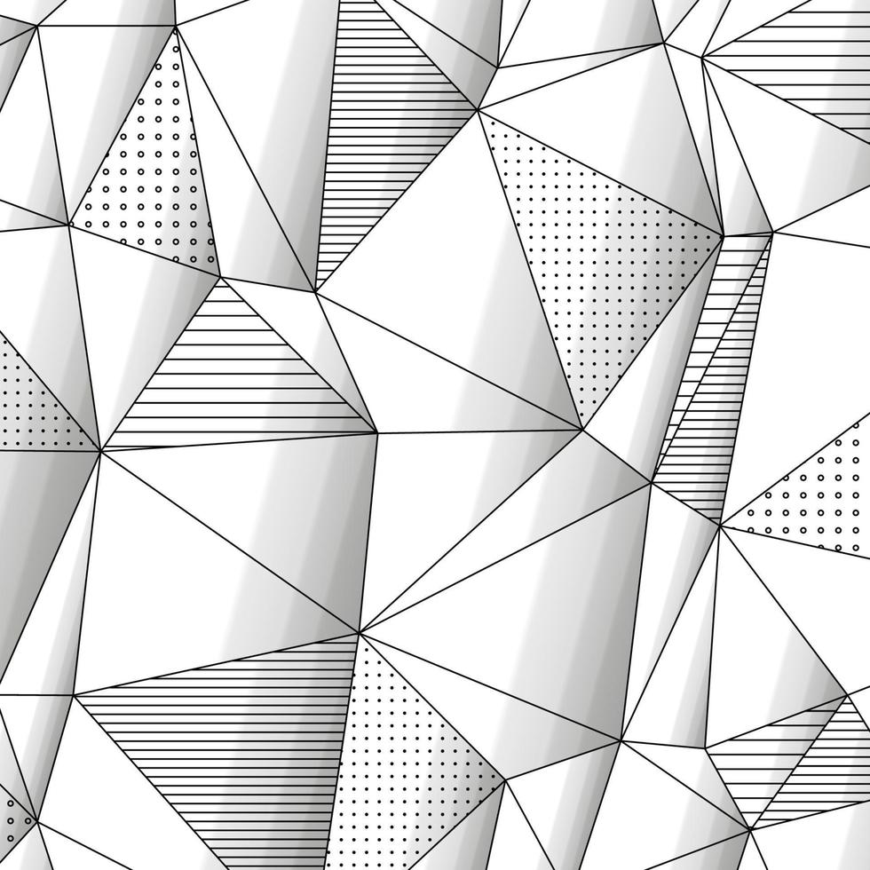 Abstract geometric background with black and white textured triangles vector