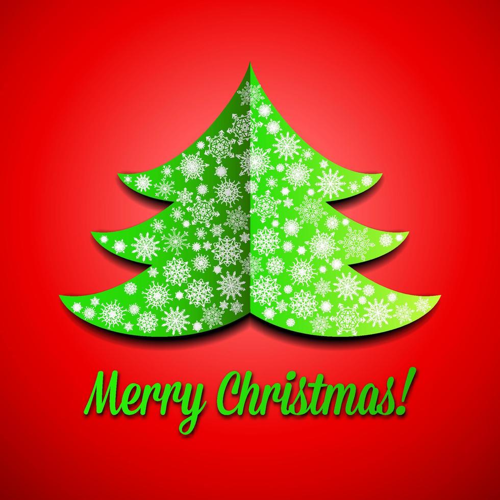 Cutout paper Christmas tree with different snowflakes vector