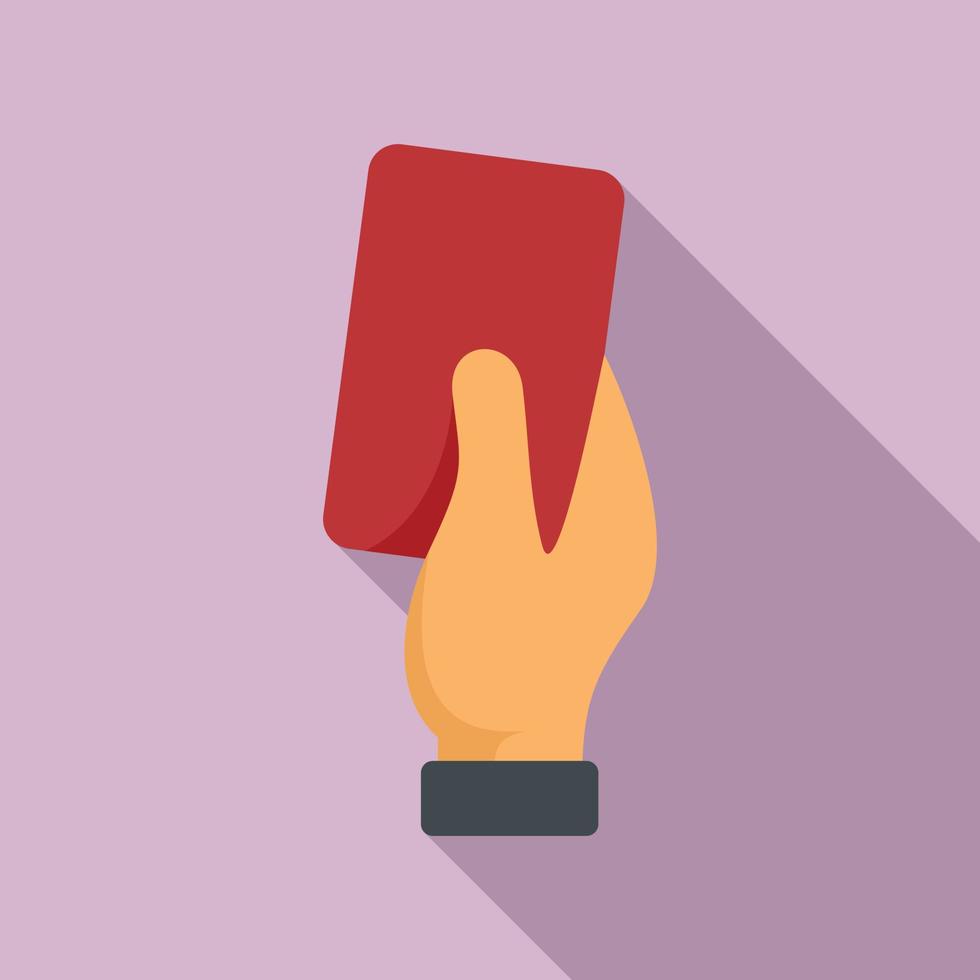 Soccer referee red card icon flat vector. Football penalty vector