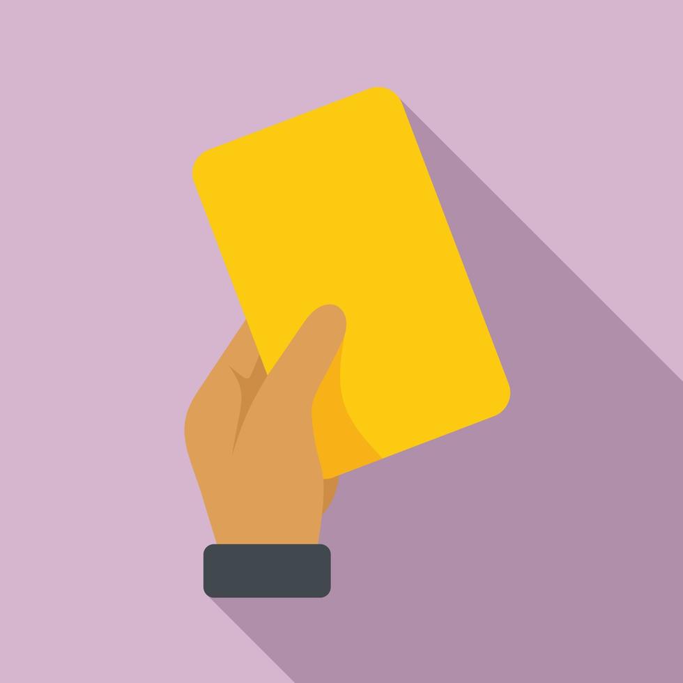 Referee yellow card icon flat vector. Soccer penalty vector
