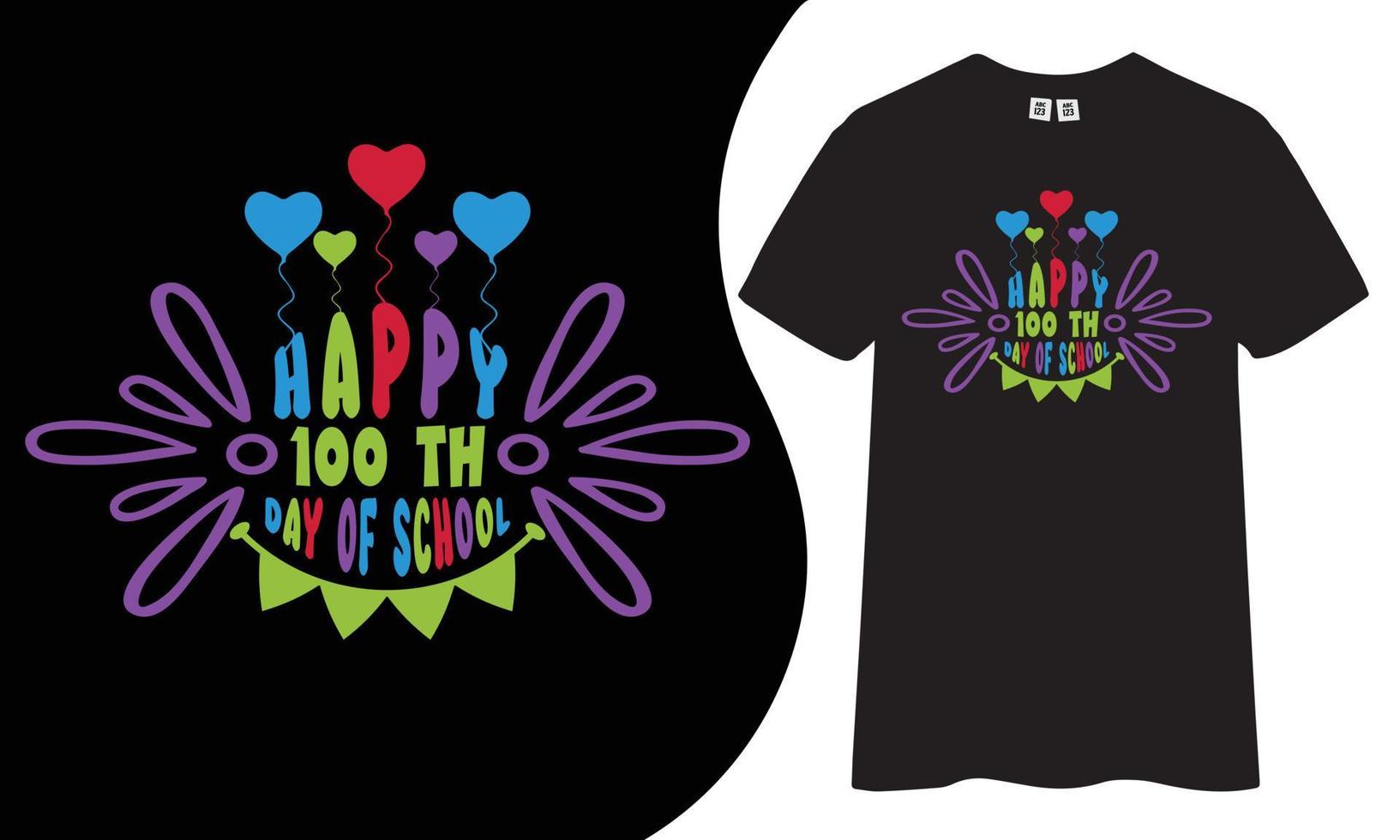 Happy 100 th day of school t shirt design. vector