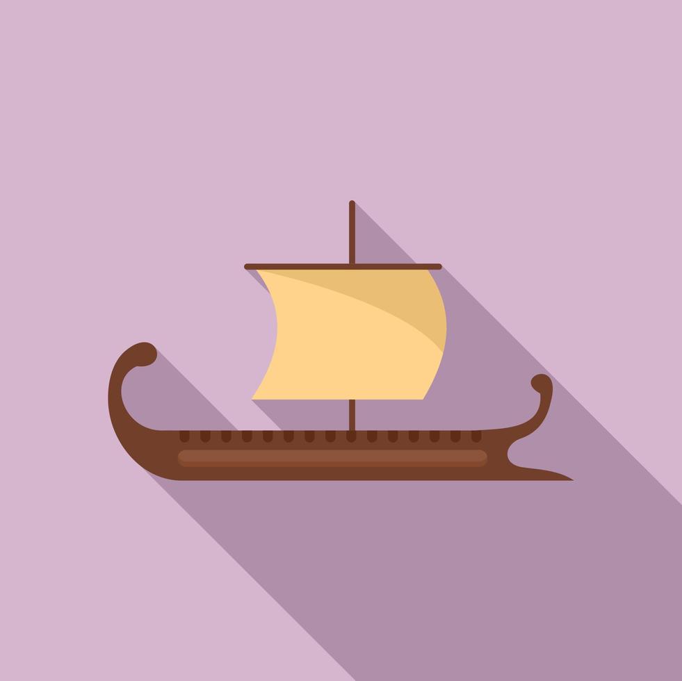 Ancient greek ship icon flat vector. Trireme boat vector