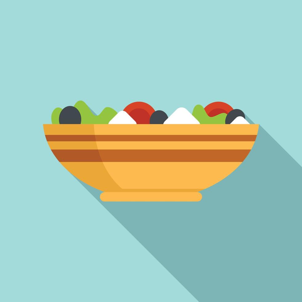 Greek salad icon flat vector. Food bowl vector