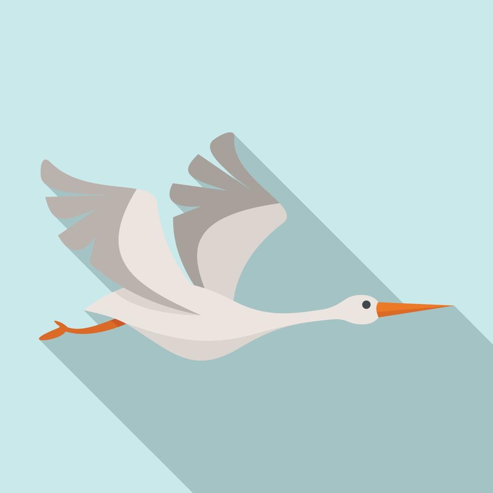 vector plano de icono de cigüeña japonesa. ave voladora