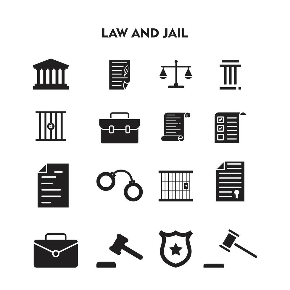 icono de la ley y la cárcel. vector de silueta de logotipo o icono de ley y cárcel
