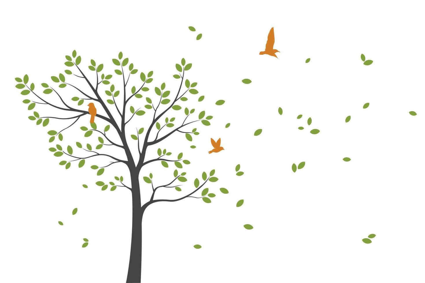 Tree Wall decoration Concept. Bird on branch wall decoration sticker design vector illustration