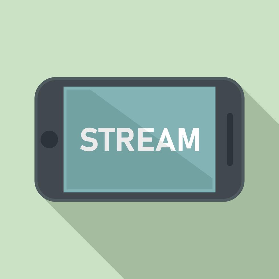 Smartphone stream icon flat vector. Live video vector