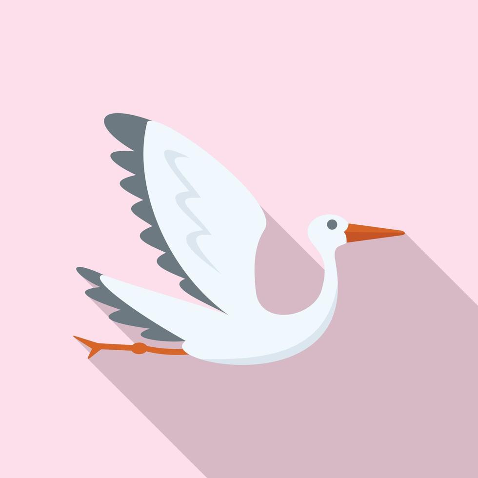 New stork icon flat vector. Fly bird vector