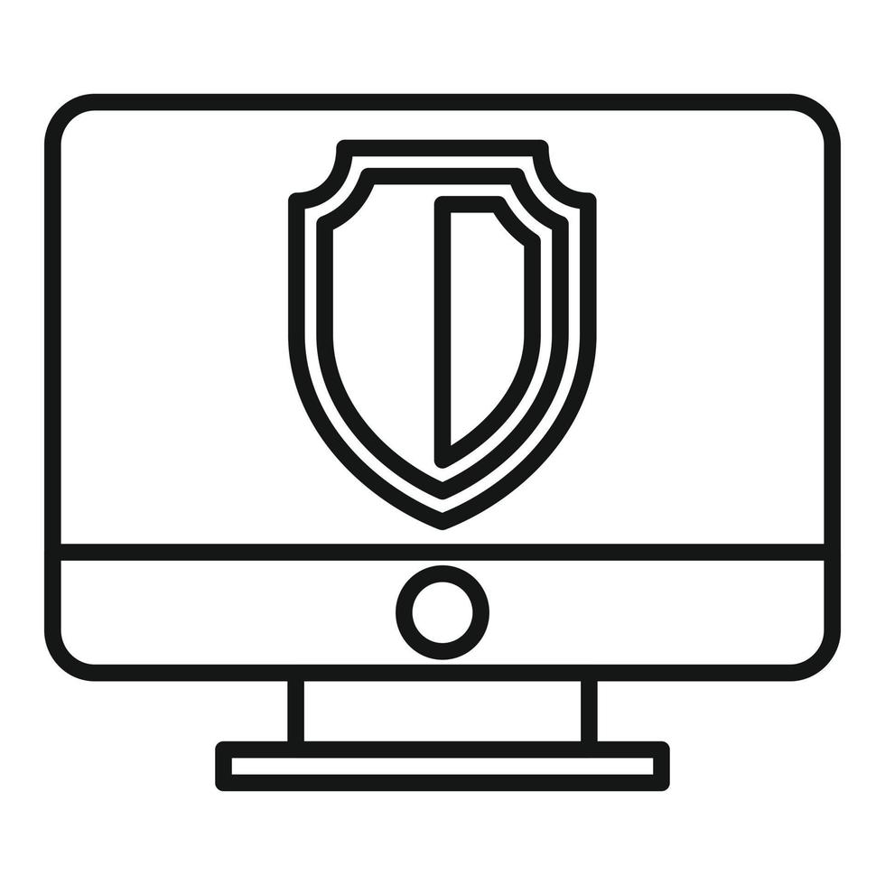 vector de contorno de icono de protección de pc. datos seguros