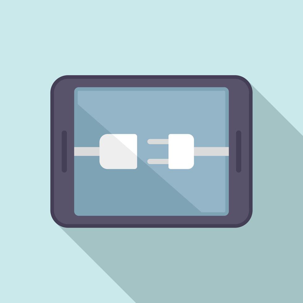 Tablet charging icon flat vector. Battery charge vector