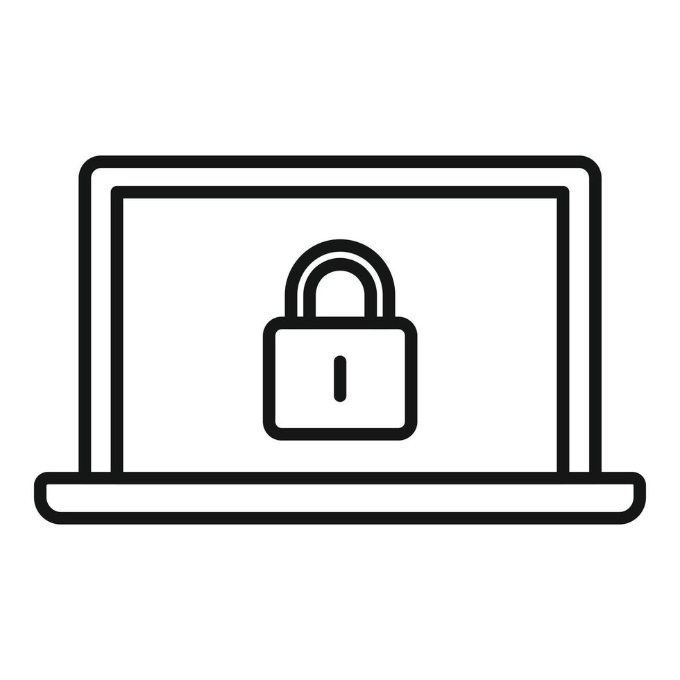 Secured laptop icon outline vector. Computer data vector