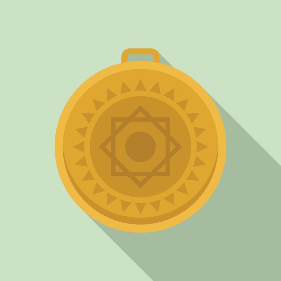 Gold amulet icon flat vector. Magic religion vector