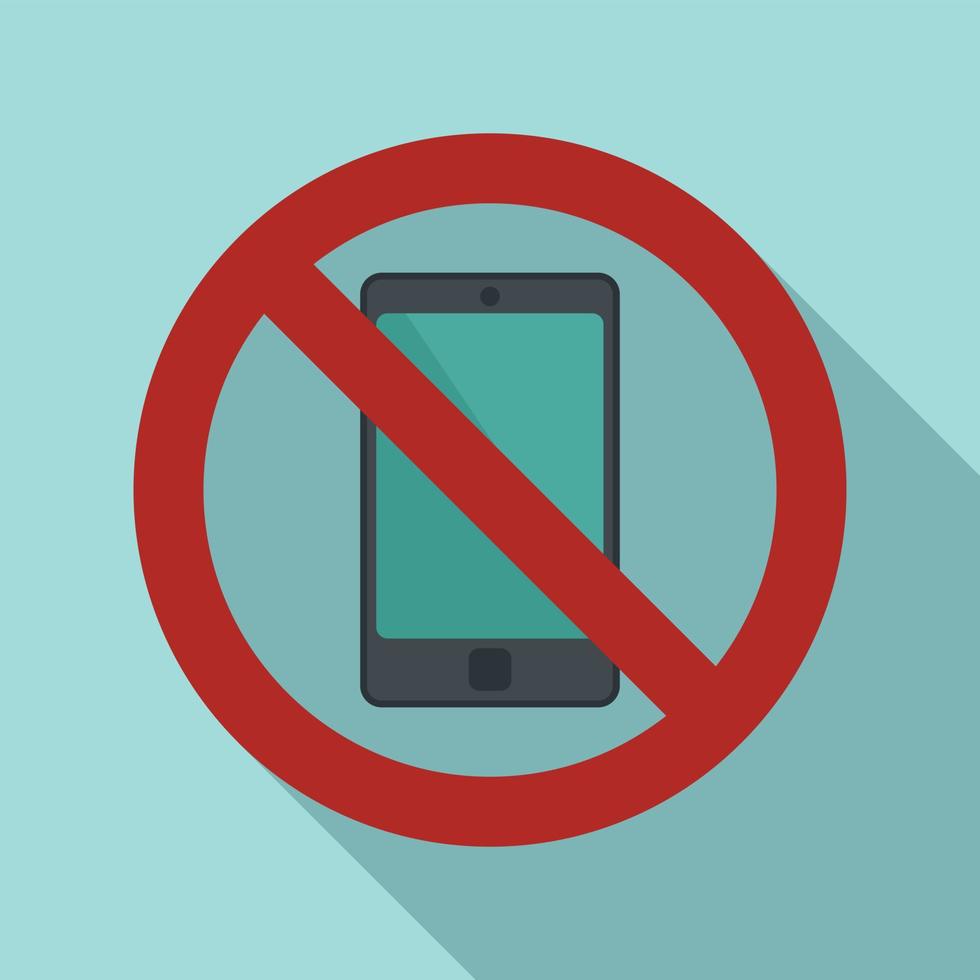 Restricted phone icon flat vector. Turn off smartphone vector